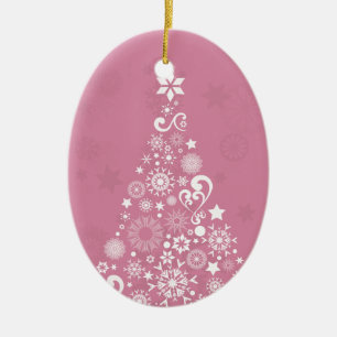 pink christmas tree ceramic ornament
