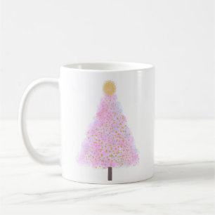 Pink christmas tree coffee mug