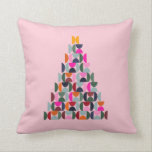 Pink Christmas Tree Cushion<br><div class="desc">A cute Christmas tree in pink,  featuring abstract shapes with a mid century modern design. A festive and modern design for the Christmas season.</div>