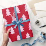 Pink Christmas Tree Dark Red Wrapping Paper<br><div class="desc">Pink Christmas Tree Dark Red Wrapping Paper.</div>