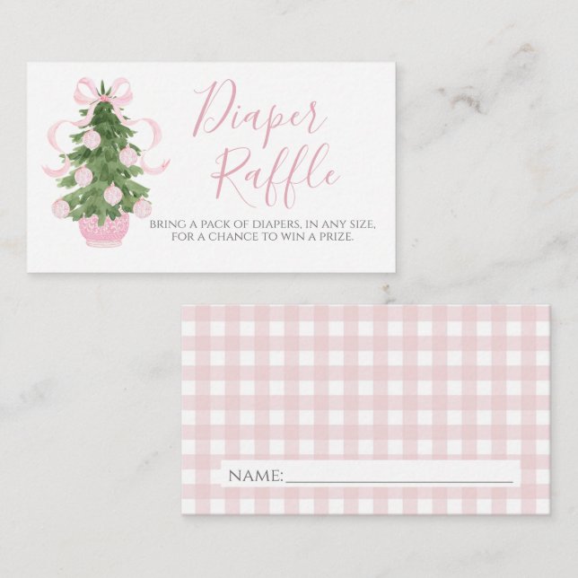 Pink Christmas Tree Diaper Raffle Card (Front/Back)
