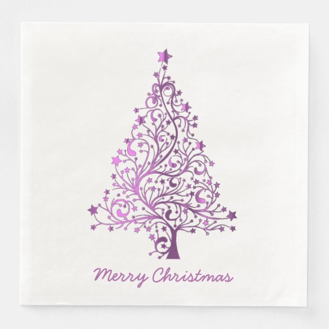 Pink Christmas Tree Dinner Party Elegant Napkin (Front)