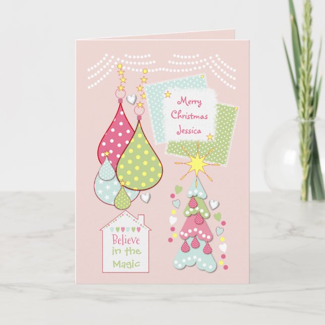 Pink Christmas tree from our house Holiday Card (Front)