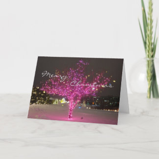 Pink Christmas Tree Holiday Card
