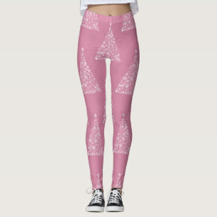 pink christmas tree leggings