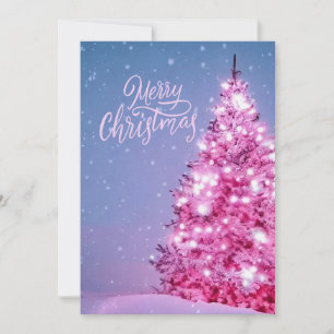 Pink christmas tree merry Christmas card
