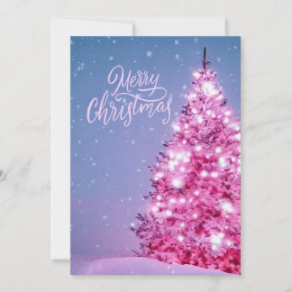 Pink christmas tree merry Christmas card