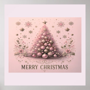 Pink Christmas Tree Merry Christmas  Poster