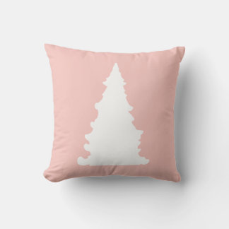 Pink Christmas tree minimalist silhouette Cushion