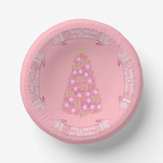 Pink Christmas Tree Paper Bowl Paper Plate