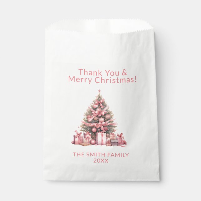 Pink Christmas Tree Party Favour Bag (Front)