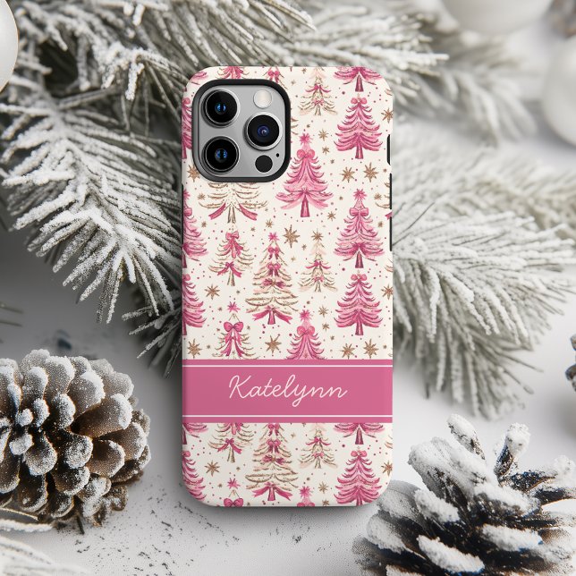 Pink Christmas Tree Phone Case | Personalized (Creator Uploaded)