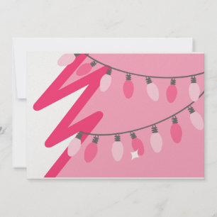Pink Christmas Tree / Retro Lights Christmas Party Invitation