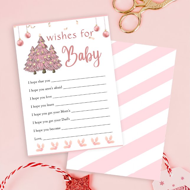 Pink Christmas Tree Santa Wishes for Baby Game Invitation (Creator Uploaded)