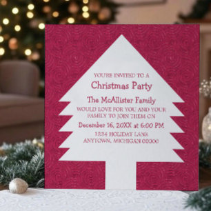 Pink Christmas Tree Swirls Party Invite