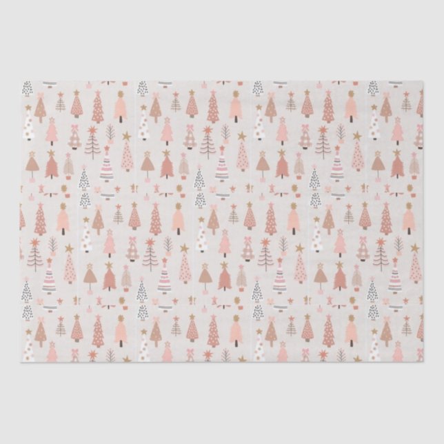 Pink Christmas tree Tissue Paper (Front)