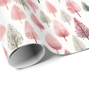 Pink Christmas Tree Wrapping Paper