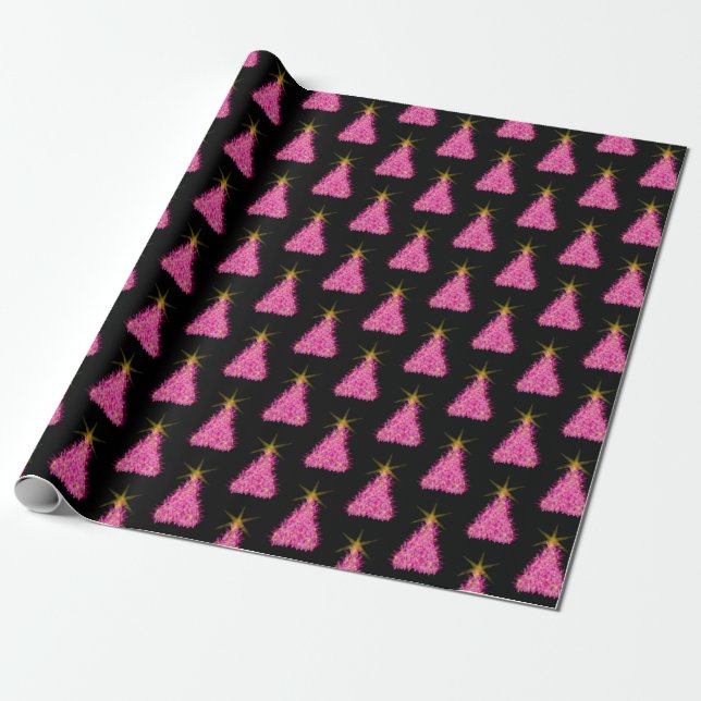 Pink Christmas tree Wrapping Paper (Unrolled)
