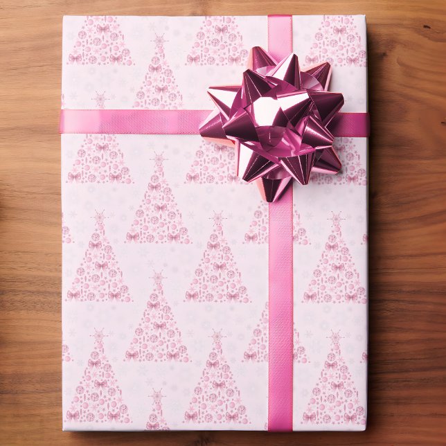 Pink Christmas Tree Wrapping Paper (Creator Uploaded)