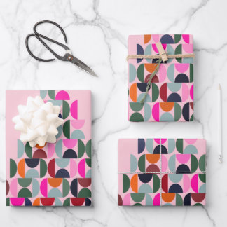 Pink Christmas Tree Wrapping Paper Sheet