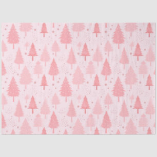 Pink Christmas Trees and Stars Christmas Tissue Paper