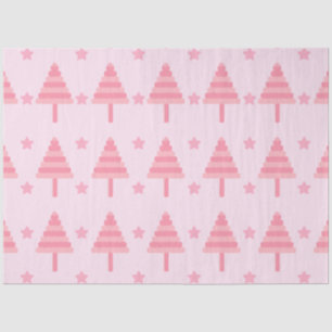 Pink Christmas Trees and Stars Christmas Tissue Paper