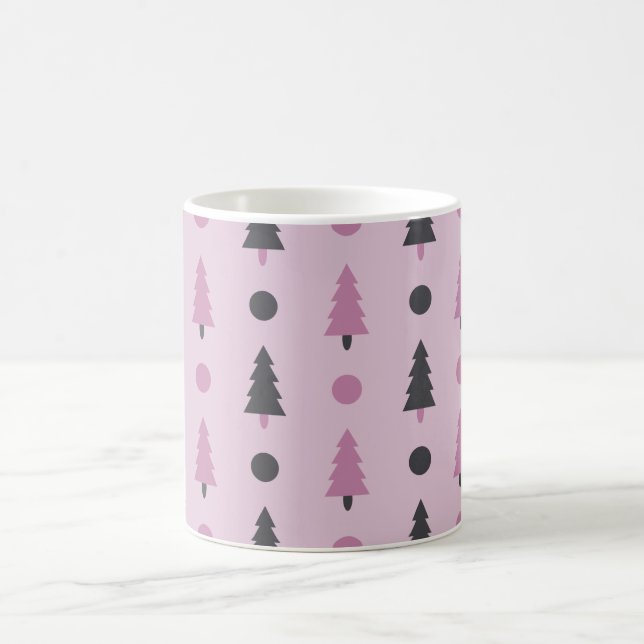 Pink Christmas Trees Design Coffee Mug (Center)
