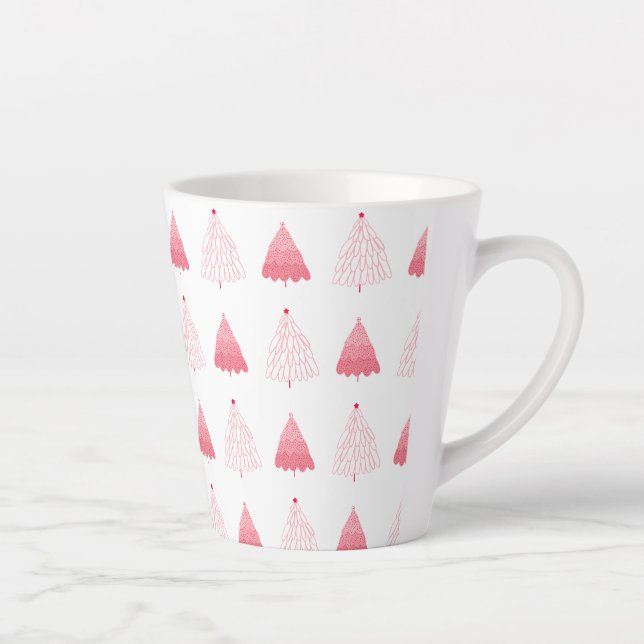Pink Christmas Trees Latte Mug (Right)