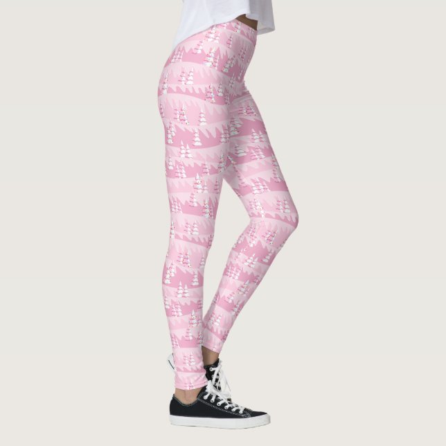 Pink Christmas Trees Leggings (Right)