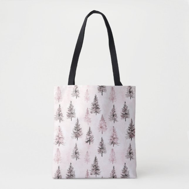 Pink Christmas Trees Tote Bag (Front)