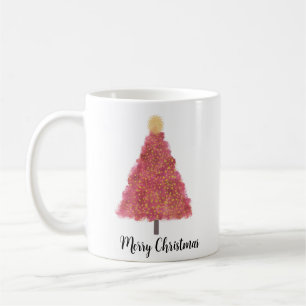 Pink christmas treewith glitter coffee mug