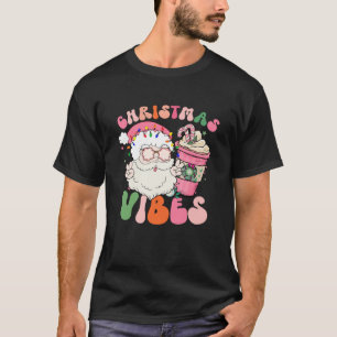 Pink Christmas Vibes Funny Santa Face Coffee Iced T-Shirt