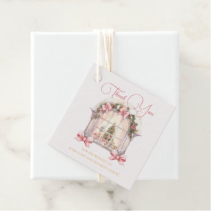 Pink Christmas Window Baby Shower Watercolor Favour Tags