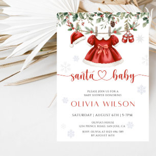 Pink Christmas Winter Baby Shower Party  Invitation