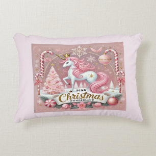 Pink Christmas Wonderland Unicorn Accent Pillow