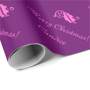Pink Christmas wrapping paper with custom name