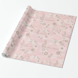 Pink Christmas Wreath Wrapping Paper