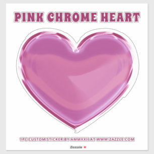 Pink Chrome Heart Sticker