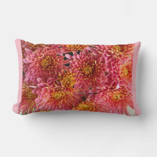 pink chrysanthemum cluster in garden lumbar cushion
