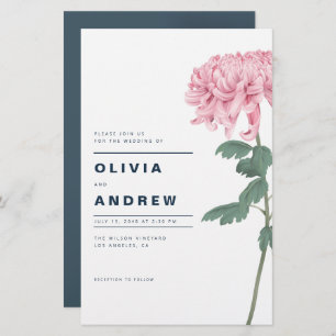 Pink Chrysanthemum Floral Wedding Invitation
