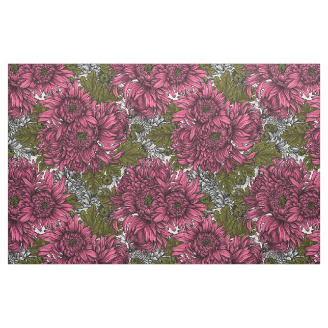 Pink chrysanthemum flowers fabric (Fat Quarter)