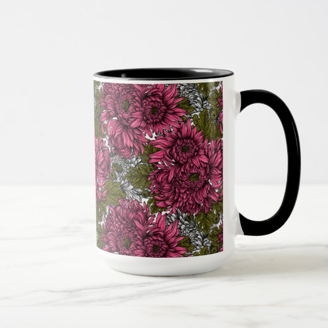 Pink chrysanthemum flowers mug (Right)