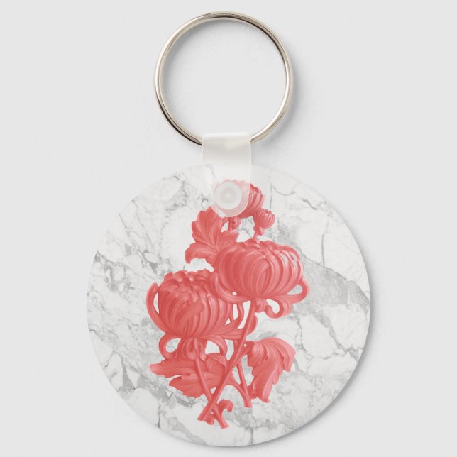 Pink Chrysanthemum Key Ring (Front)