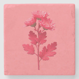 Pink Chrysanthemum Stone Coaster