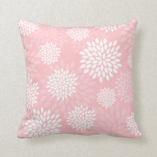 Pink Chrysanthemums Floral Pattern Cushion
