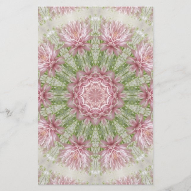 Pink Chrysanthemums Kaleidoscope Art 7 (Front)