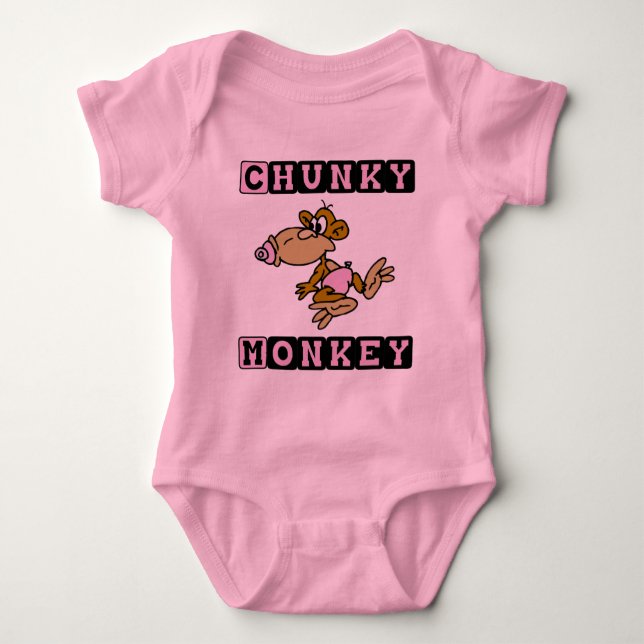Pink Chunky Monkey Cute Baby One-Piece Bodysuit (Front)