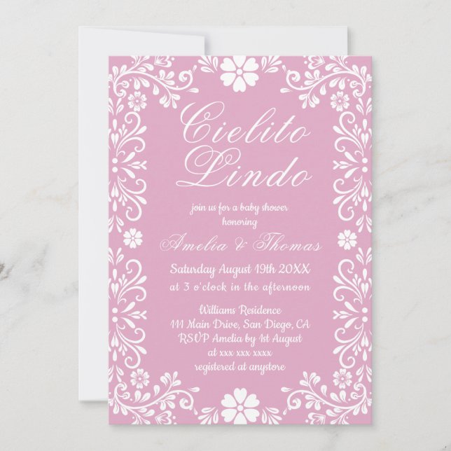 Pink Cielito Lindo Mexican Baby Shower Invitation (Front)