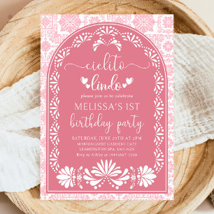 Pink Cielito lindo Mexican Birthday Invitation
