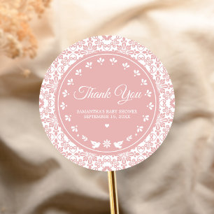 Pink Cielito Lindo Papel Picado Baby Shower Classic Round Sticker